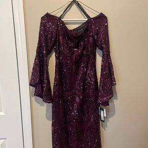 NWT Betsy Adams off the shoulder sequined dress